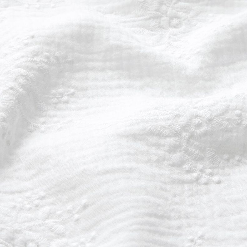 Mousseline/dubbel gehaakte stoffen Toon-op-toon bloemenrank – wit,  image number 2