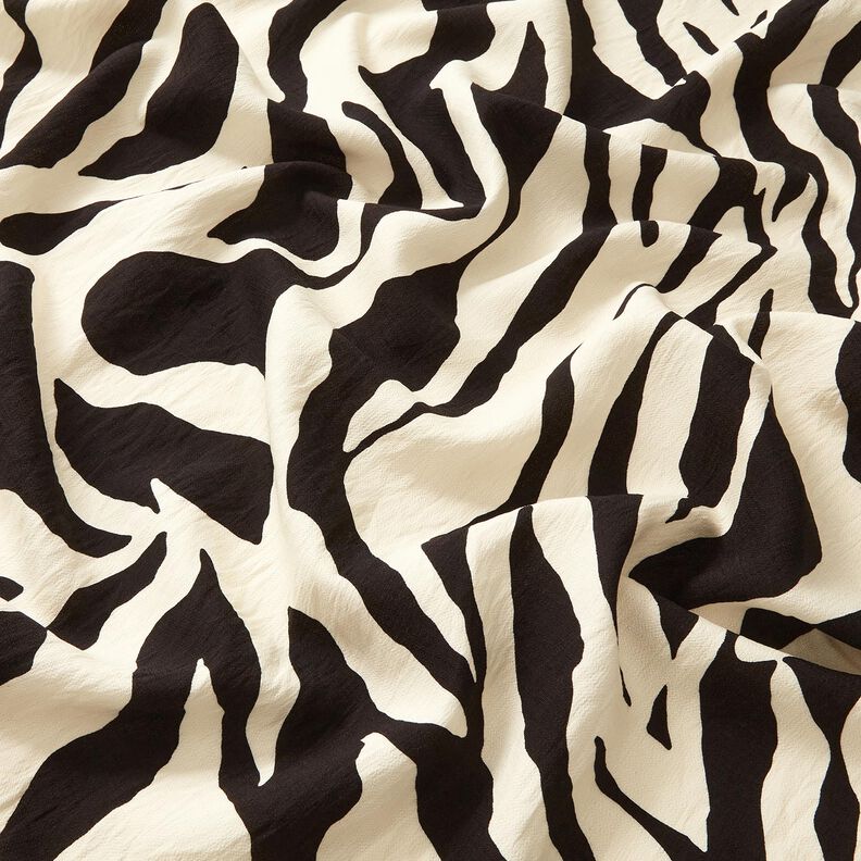 Viscose crêpe zebrapatroon – zwart/ivoor,  image number 2