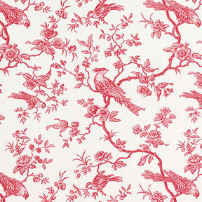 Katoenen stof Cretonne Vogels – rood/ecru, 