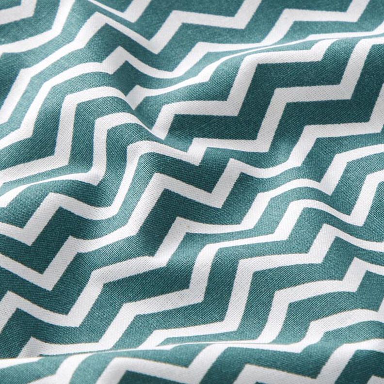 Katoenen stof Cretonne Zigzag – donkergroen/wit,  image number 2
