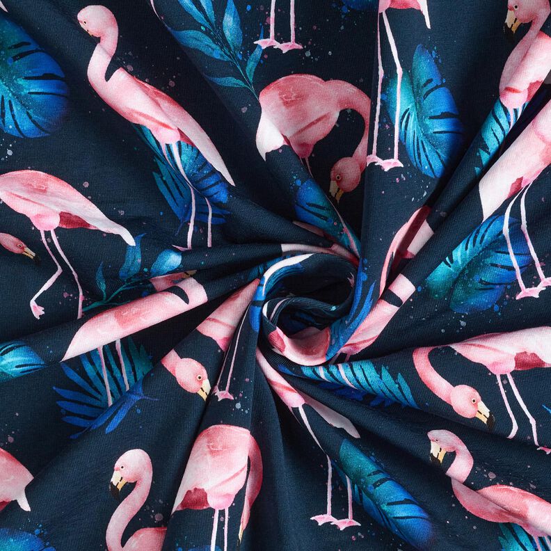 Katoenjersey Flamingo | Glitzerpüppi – nachtblauw/lichtroze,  image number 3