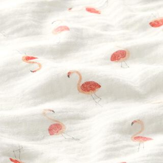 Mousseline/dubbel gehaakte stoffen Flamingo Digitaal printen – ecru, 