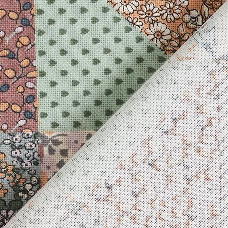 Decostof Half panama Quiltlook bloemen – pastellila/ecru, image number 4