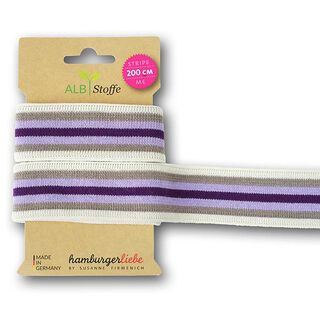 Biologische jacquardbanden  Stripe Me College [ 200 cm | 3,5 cm ] | Albstoffe – ecru/lila, 