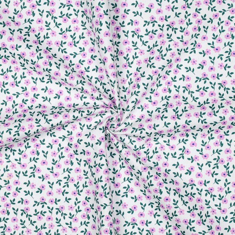 GOTS Katoenpopeline Losse bloemen | Poppy Fabrics – wit/roze, image number 3