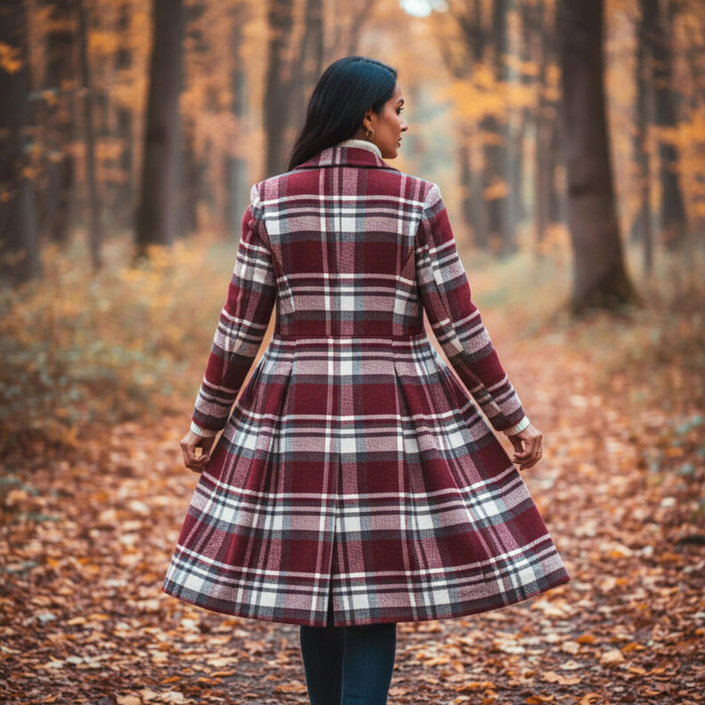 Jasstof met bonten detail geruit &ndash; bordeauxrood/leigrijs,  image number 6