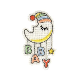 Applicatie maan baby [ 6 x 4 cm ] – ecru/geel, 