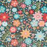 Decoratiefluweel Geborduurde bloemen – petroleum/karmijnrood,  thumbnail number 1