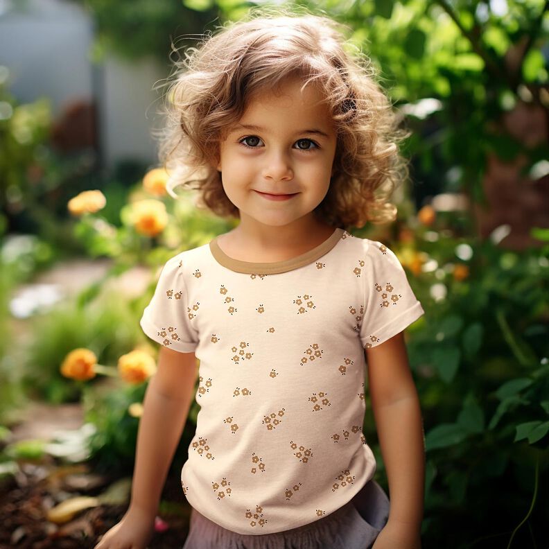 GOTS Ribjersey Losse bloemen | Poppy Fabrics &ndash; creme/reekalf,  image number 5