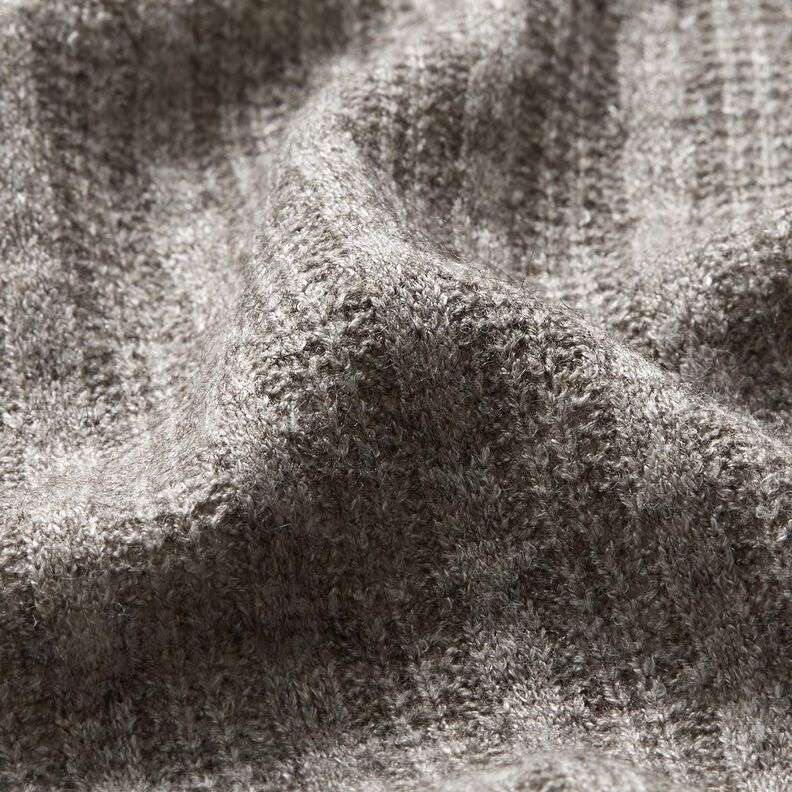 Gebreide stof met kabelpatroon gemêleerd – grijs,  image number 2