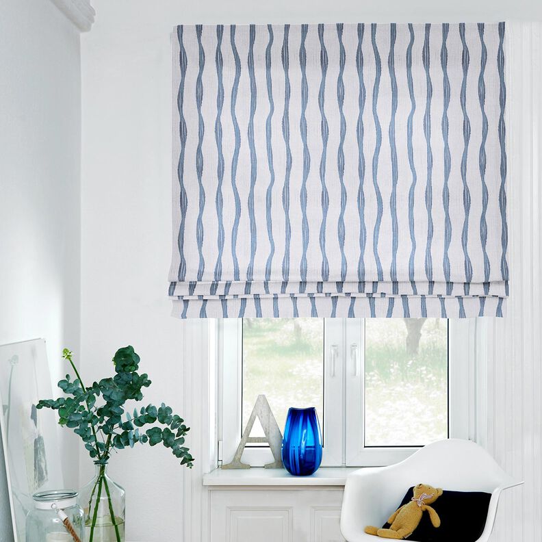 Decostof Half panama Golvende strepen – blauw,  image number 6