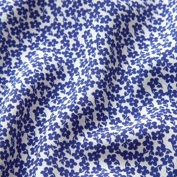Lichte crêpe stof losse bloemen – blauw/wit, image number 2
