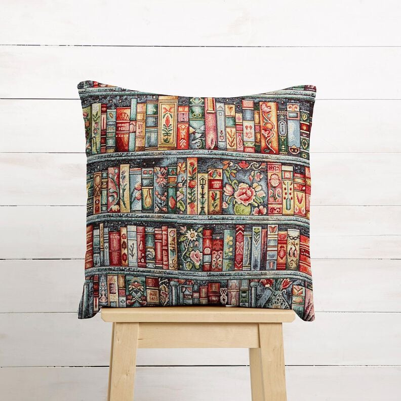 Decostof Gobelin Kleurrijke boekenplank &ndash; blauwe spar/karmijnrood,  image number 6