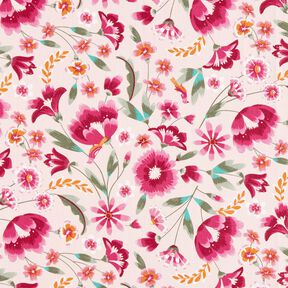 Decostof Katoenkeper lentebloemen – roos/framboos, 