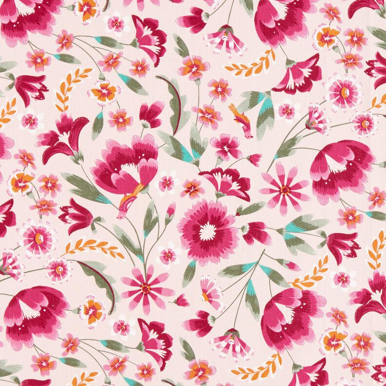 Decostof Katoenkeper lentebloemen – roos/framboos,  image number 1