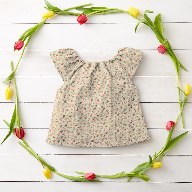 Mousseline/dubbel gehaakte stoffen romantische bloemen | Poppy Fabrics – lichtbeige,  image number 6