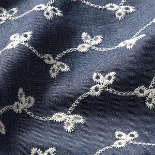 Chambray bloemenborduursel – marineblauw, 