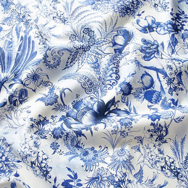 Decostof Canvas weelderige bloemen 280 cm – koningsblauw/wit, image number 2