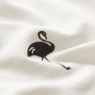 Katoenjersey flamingo – wit/zwart, 