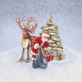 Decoratief stuk Gobelin Kerstman met rendieren – blauw, 