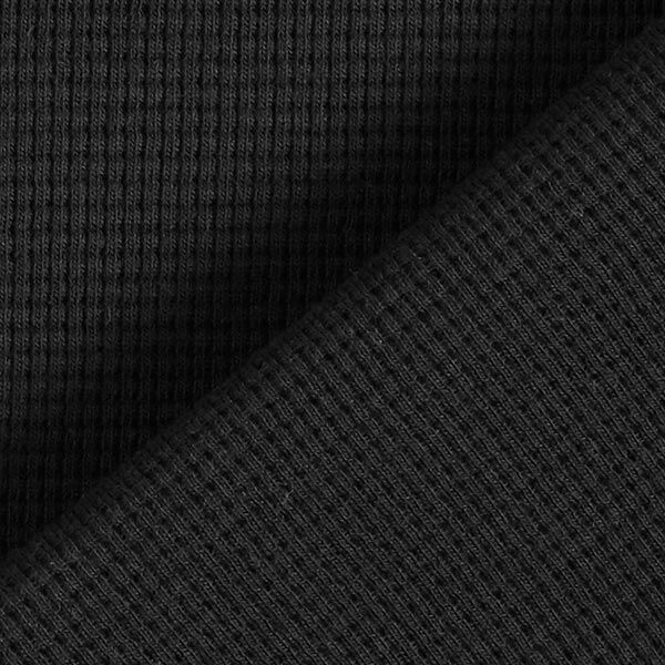 Mini Katoenen wafel jersey effen – zwart, image number 4