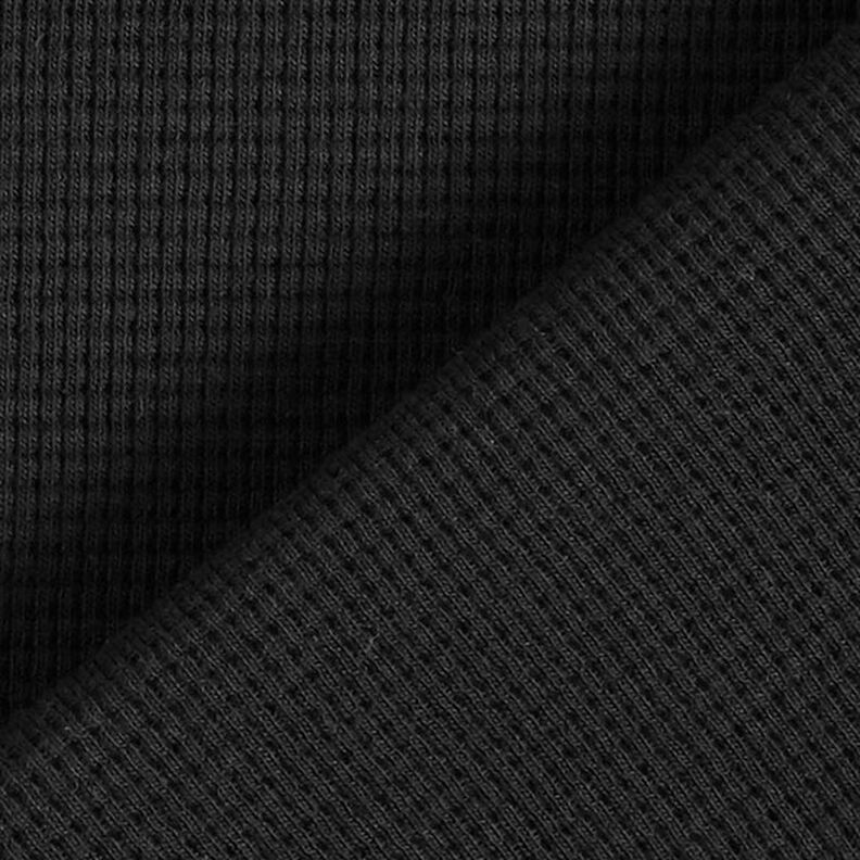 Mini Katoenen wafel jersey effen – zwart,  image number 4