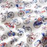 Katoenen stof Cretonne Retro fietsen – wit/blauw,  thumbnail number 2