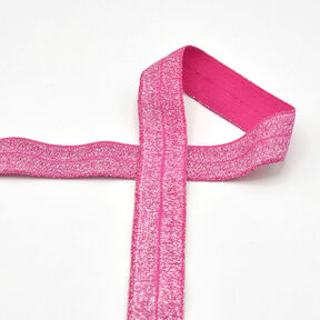 Elastisch bandje (rubberen vouw) glitter [20 mm] – pink, 