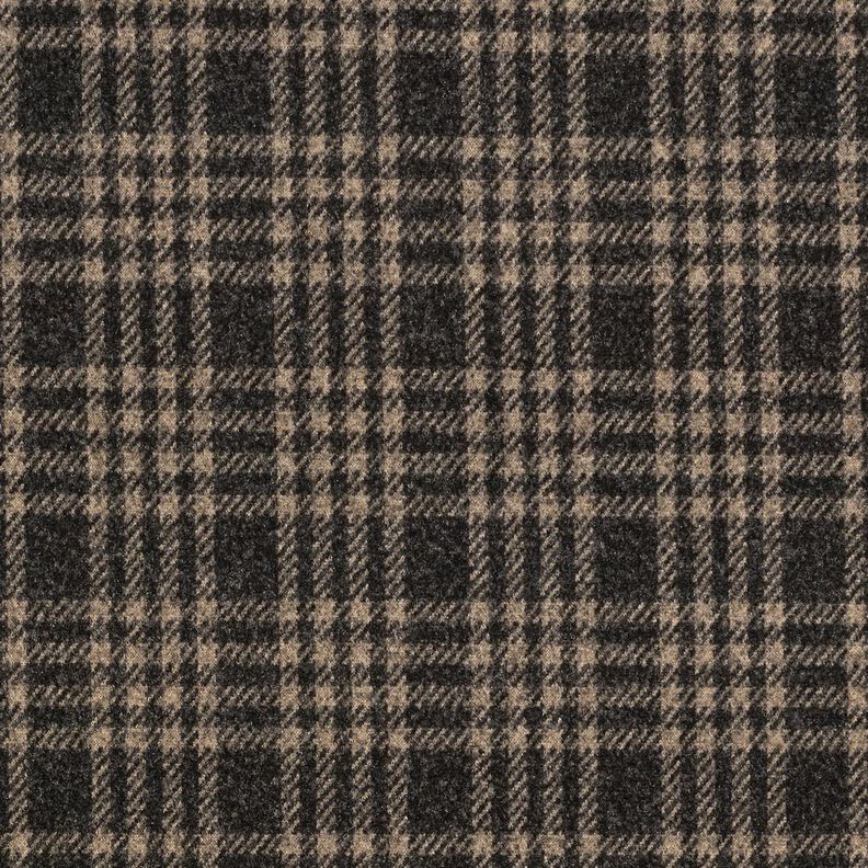 Gebreide stretch mantelstof ruiten – zwart/beige,  image number 1
