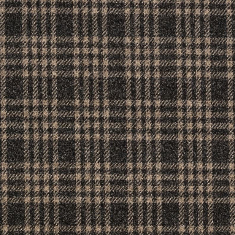Gebreide stretch mantelstof ruiten – zwart/beige, image number 1