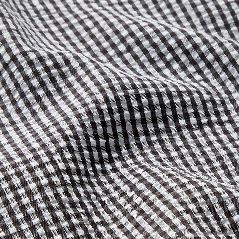 Seersucker vichyruit – zwart/wit,  image number 2