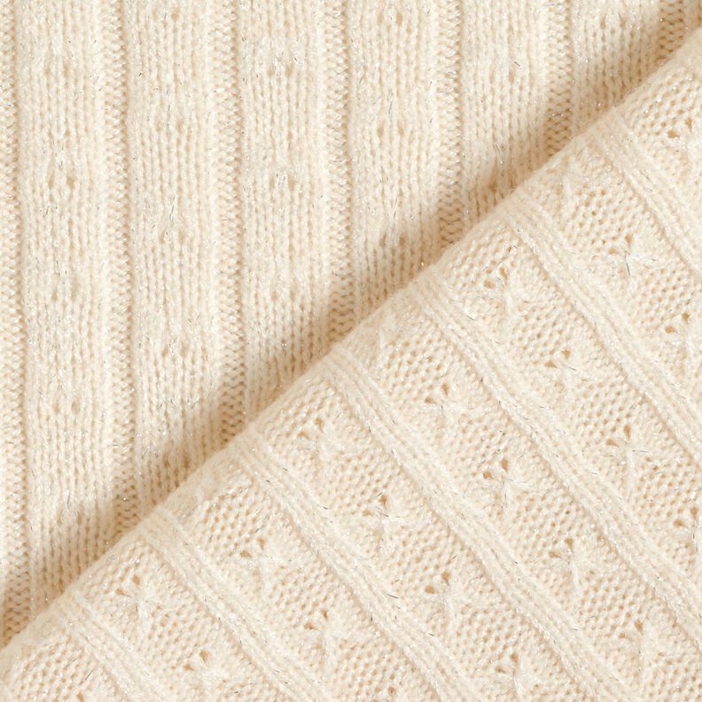 Breistof Ajour elegante glitterstrepen – creme, image number 4