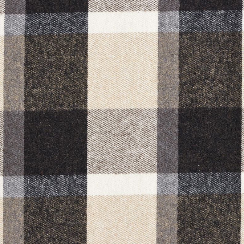 Mantelstof Katoenmix grote tartan-ruit – lichtbeige/oudzilver,  image number 1