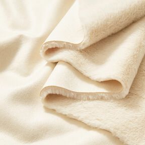 Veloursstof met imitatiebont achterkant – creme, 