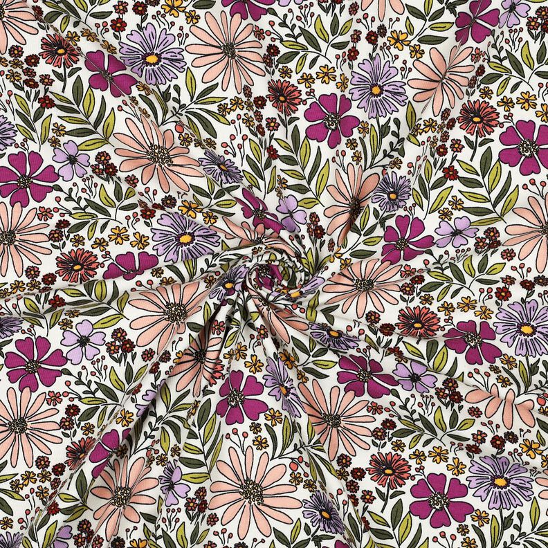 Katoenjersey Bloemenzee| Poppy Fabrics – ecru/lila,  image number 3
