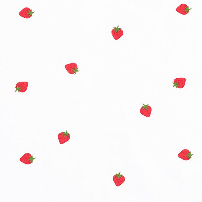 Katoenpopeline Aardbeien – wit,  image number 1