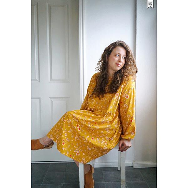 GOTS Katoenjersey Kamille | Tula – currygeel/roze, image number 7