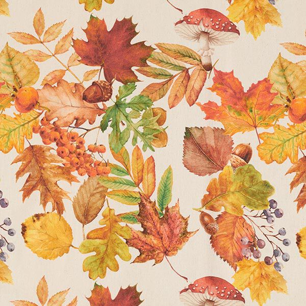 Decostof half panama herfstbladeren gerecycled – natuur,  image number 1