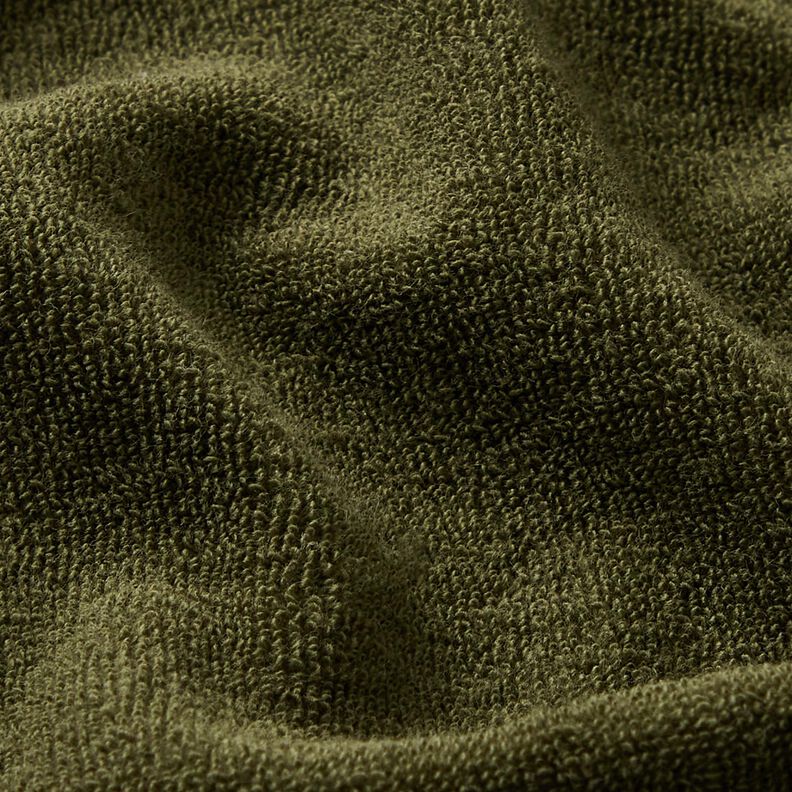 Badstof Stretch Effen – donkerolijf, image number 2