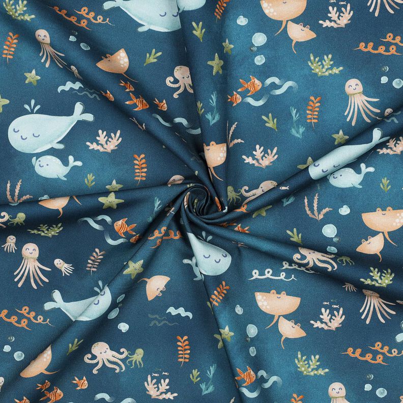 Katoenpopeline blije zeedieren Digitaal printen | Poppy Fabrics – oceaanblauw, image number 3
