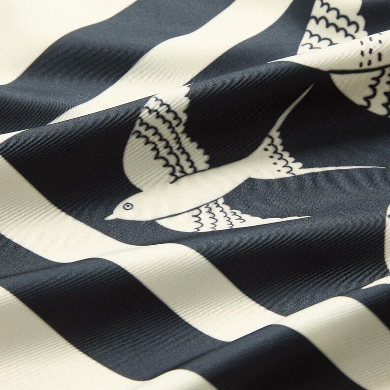 Satijnen paneel zwaluwen | Katia Fabrics – anthraciet/creme,  image number 6