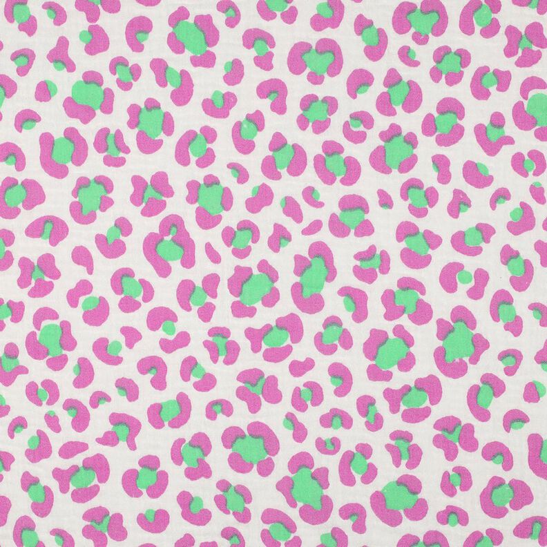 Mousseline/dubbel gehaakte stoffen kleurrijke luipaardprint | Poppy Fabrics – ivoor/lichtgroen, image number 1
