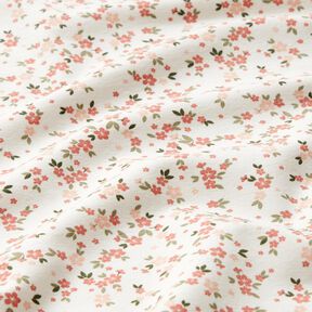 Katoenjersey roze bloemen – ivoor, 