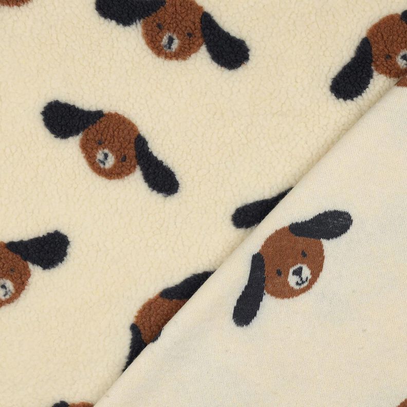 Teddy pluche Hondenkoppen | Poppy Fabrics – lichtbeige/zwartbruin, image number 4