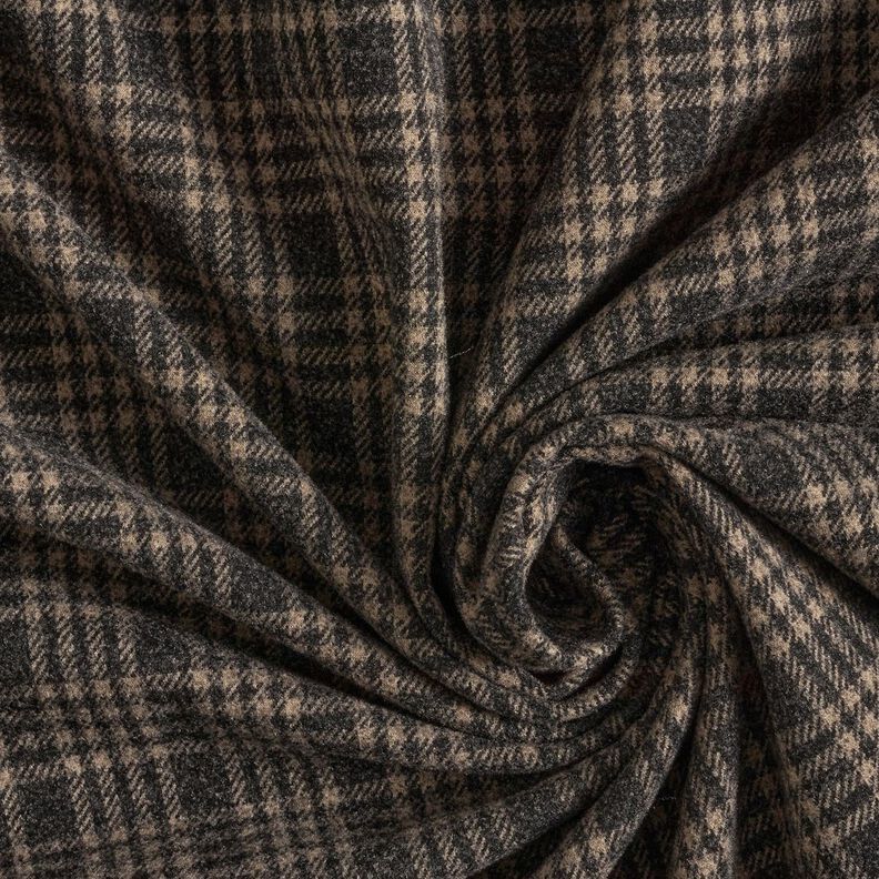 Gebreide stretch mantelstof ruiten – zwart/beige, image number 3