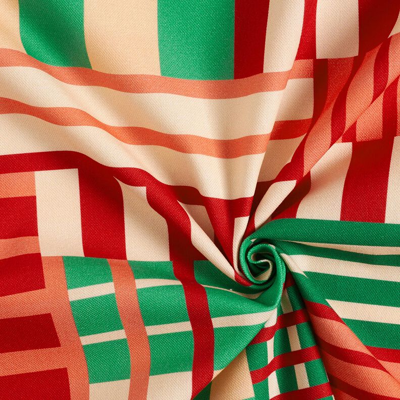Decostof Half panama moderne vormen – jeneverbesgroen/donkerrood, image number 3