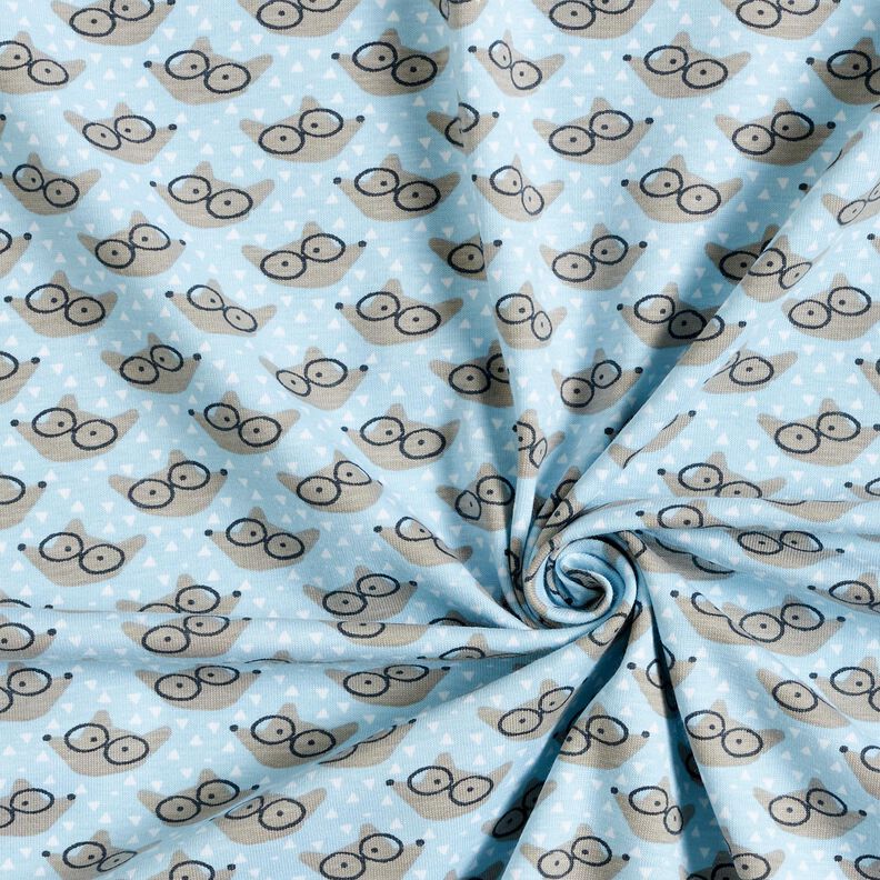 Katoenjersey Vos met bril – babyblauw,  image number 3