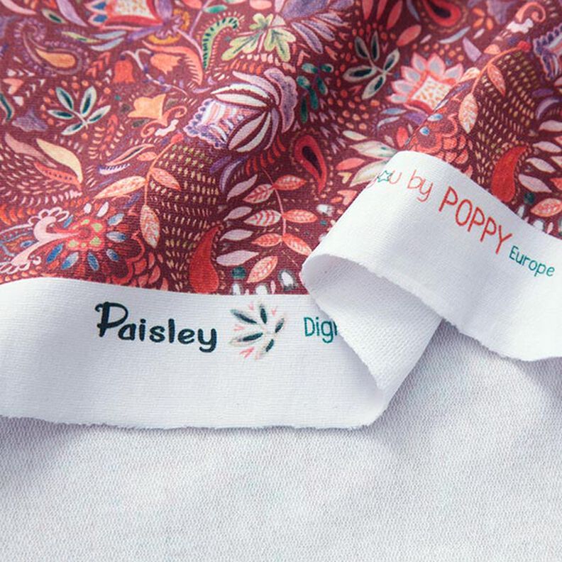 French Terry sommersweat Paisley-bloemen Digitaal printen – roodbruin,  image number 3