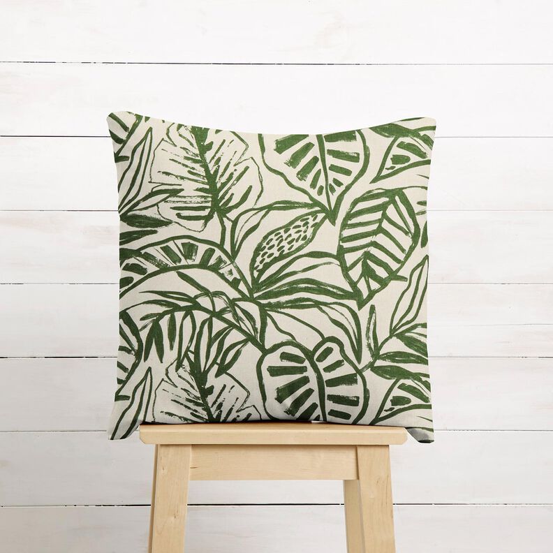 Decostof Half panama geschilderde Monstera – creme/pijn,  image number 7