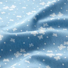 Chambray Stippen en vlinders – lichtblauw/ecru, 